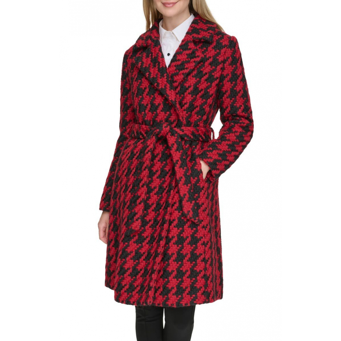 Women's 'Houndstooth' Wrap Coat