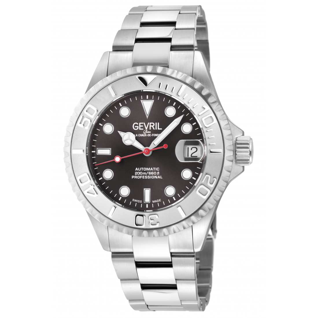 Men's Wall Street Grey Sunray Dial, SIlver Bezel, 316L Stainless Steel Bracelet Watch