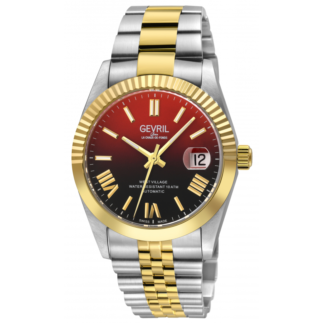 Men's Automatic West Village Fusion Elite 316L Stainess Steel IPYG Case, Crimson Eclipse Watch