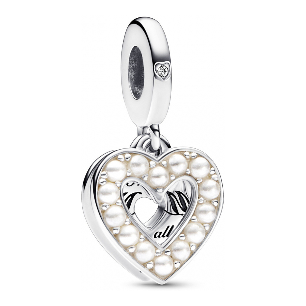 'Pearlescent White Heart Mum' Charm für Damen