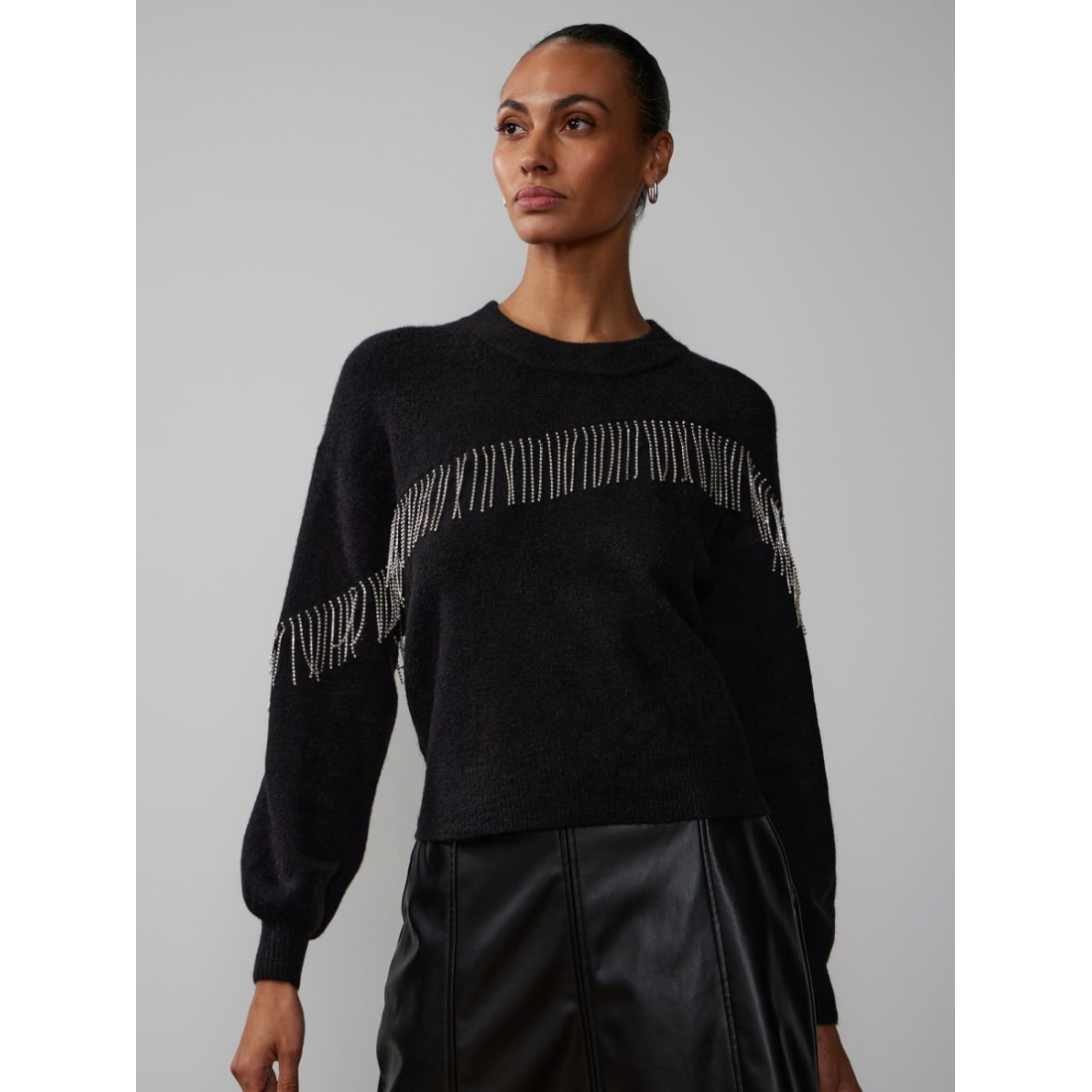 'Rhinestone Fringe' Pullover für Damen