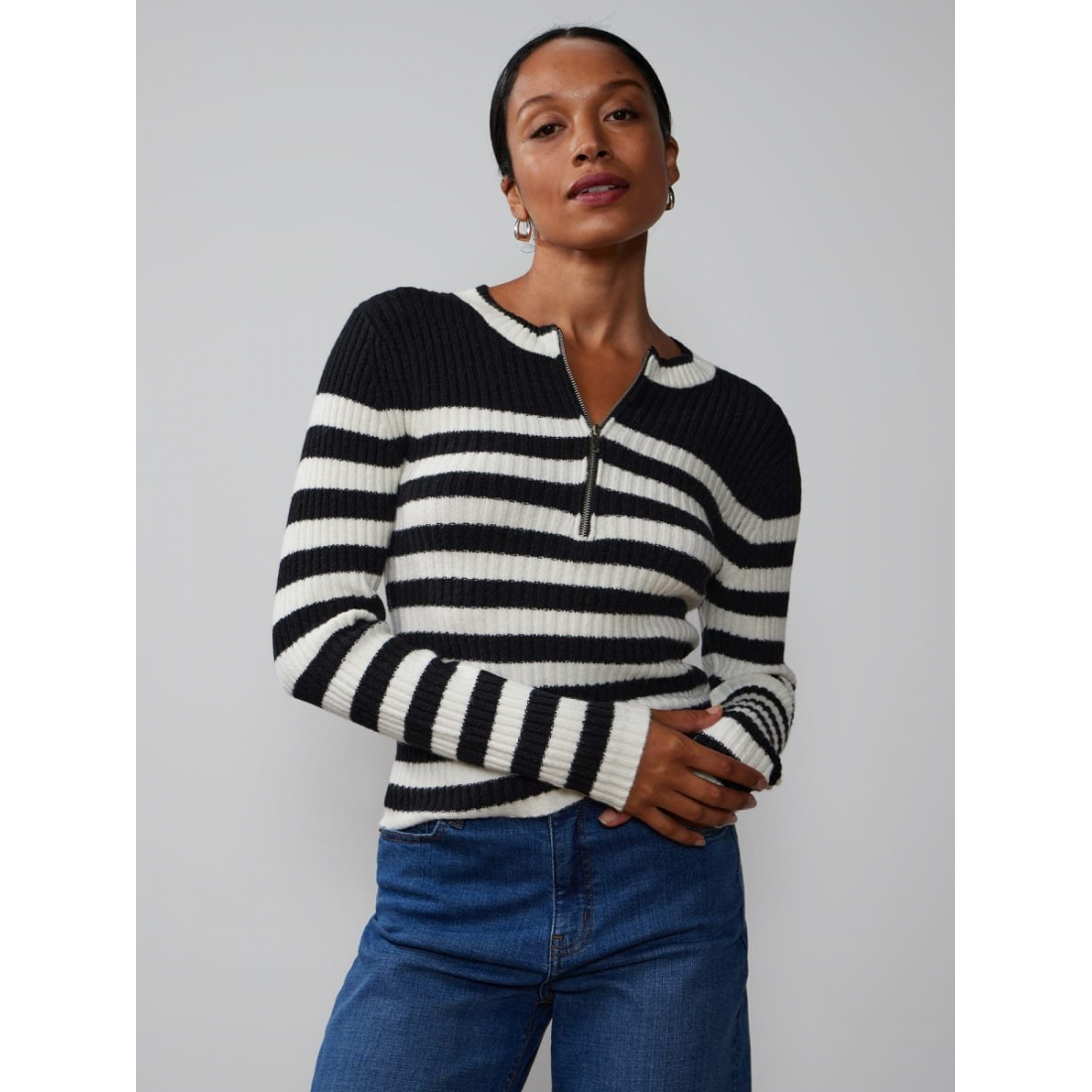 Women's 'Quarter Zip Stripe' Sweater