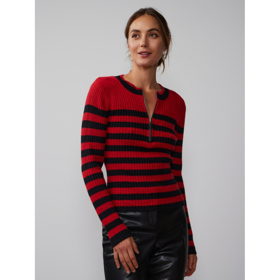 Women's 'Quarter Zip Stripe' Sweater
