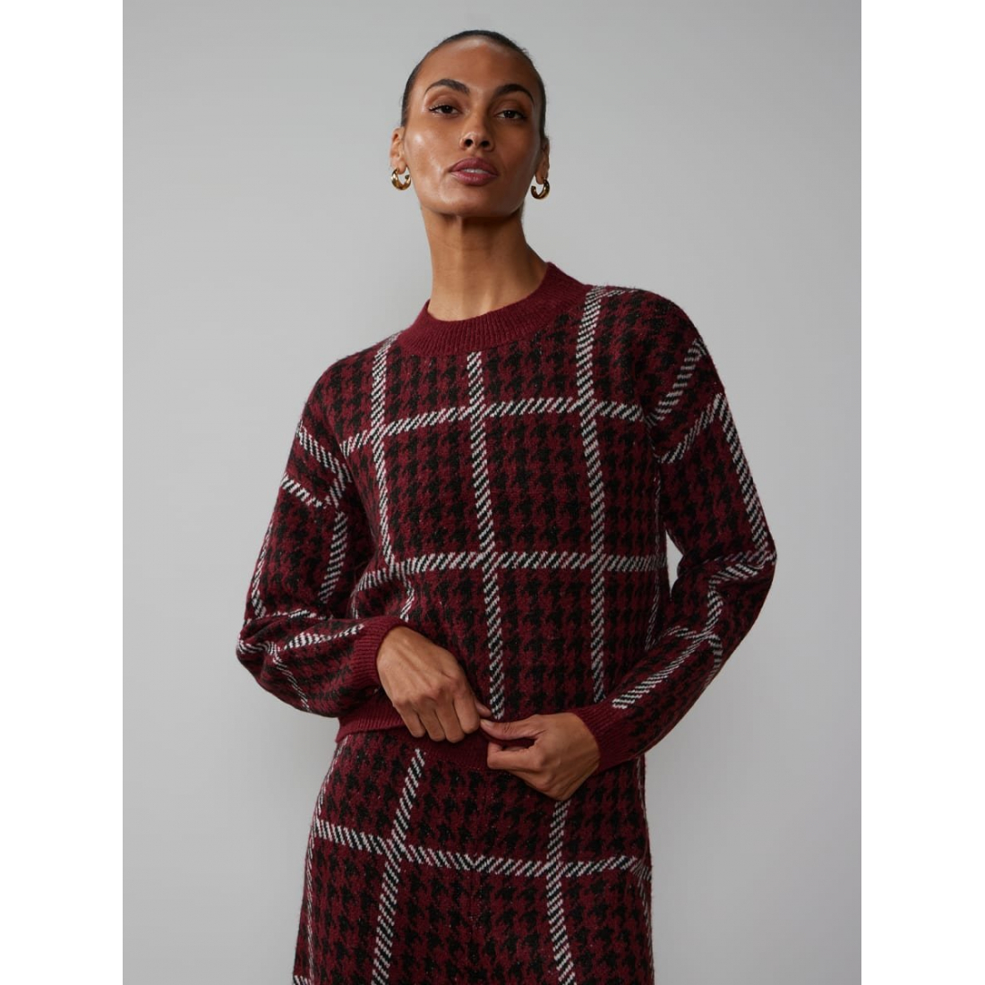 'Houndstooth Plaid' Pullover für Damen