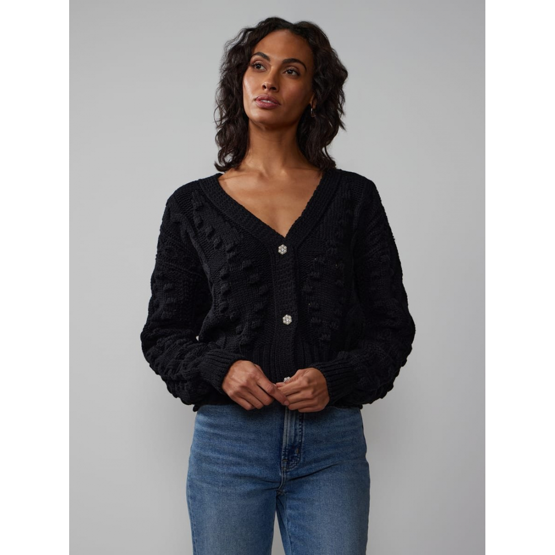 Cardigan 'Pearl Button Cable' pour Femmes