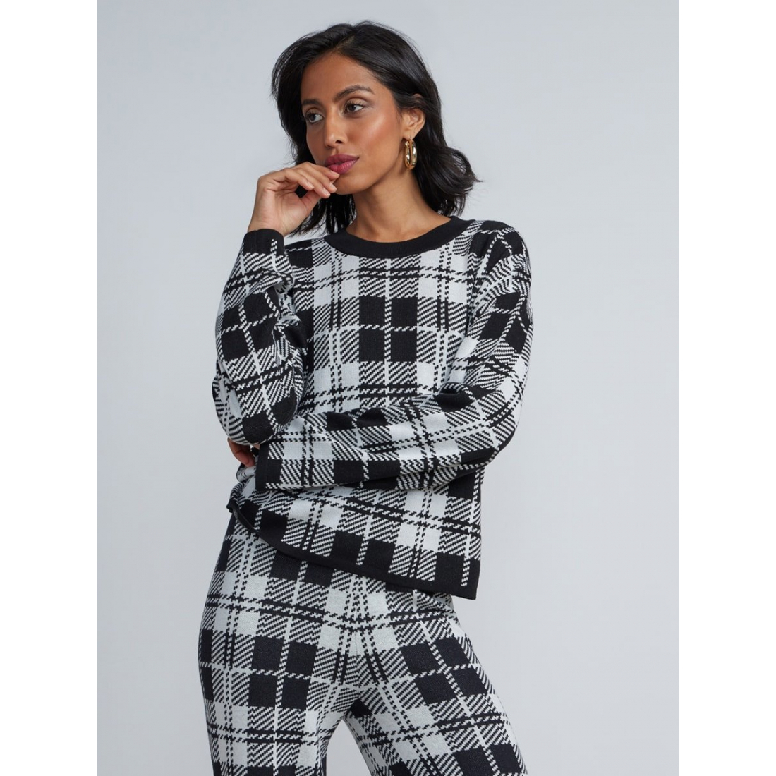 Pull-over 'Boxy Plaid' pour Femmes