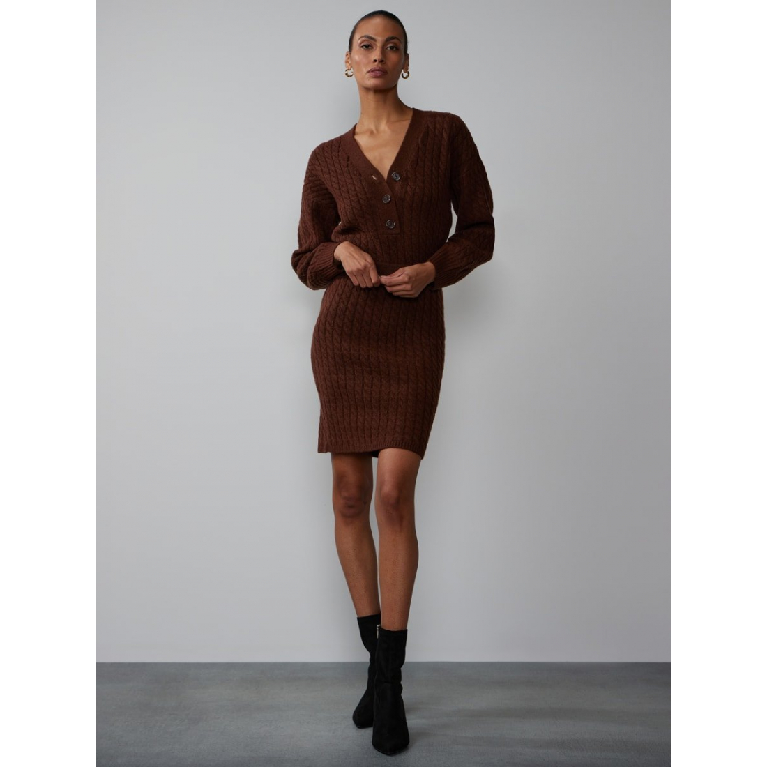 Women's 'Button Placket' Sweater Dress