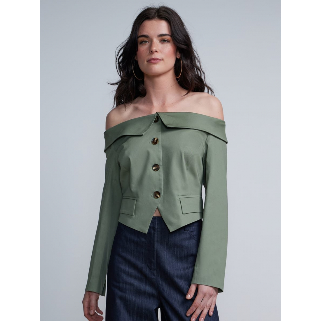 Women's 'Buttoned' Off the shoulder top