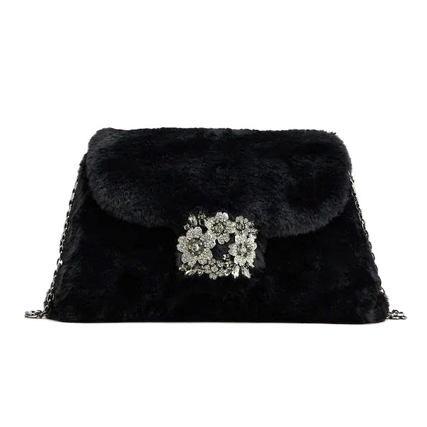 Women's 'Drapé Bouquet Strass Dark Buckle' Clutch Bag