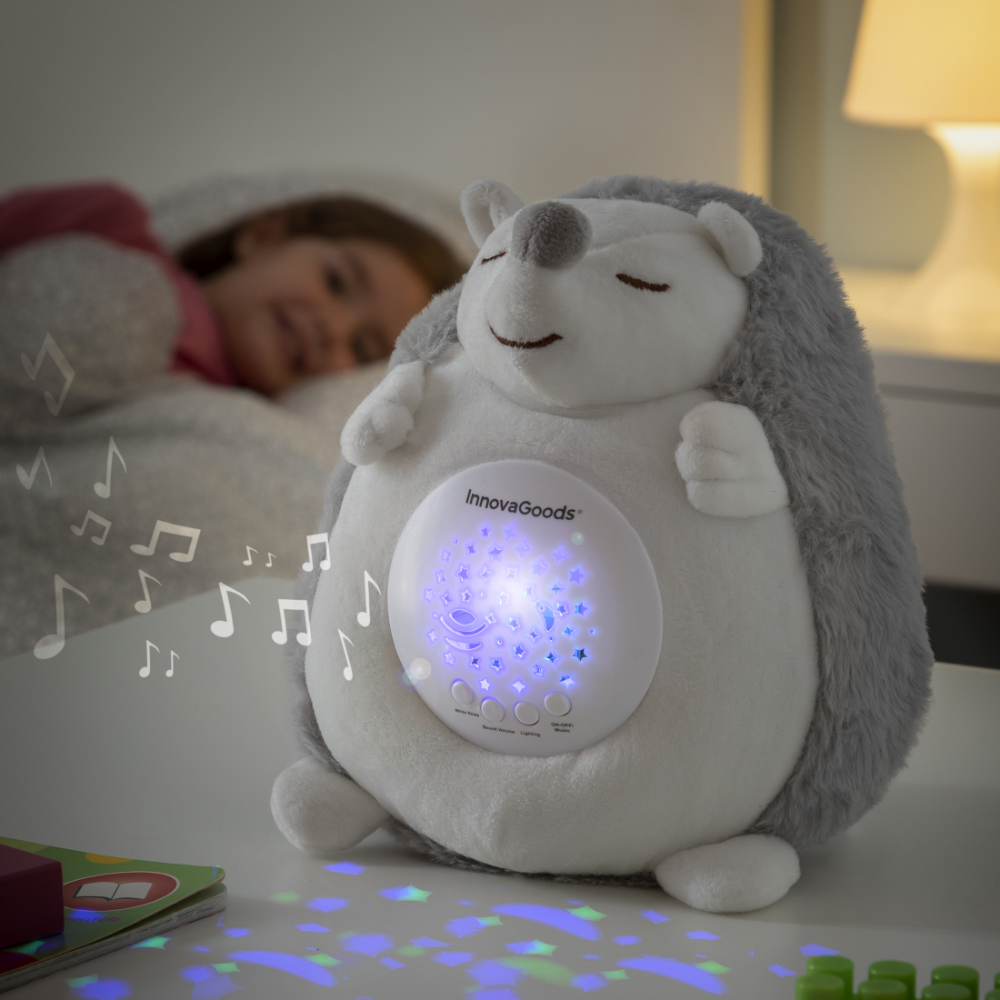 Hedgehog Soft Toy with Noise and Nightlight Projector Spikey