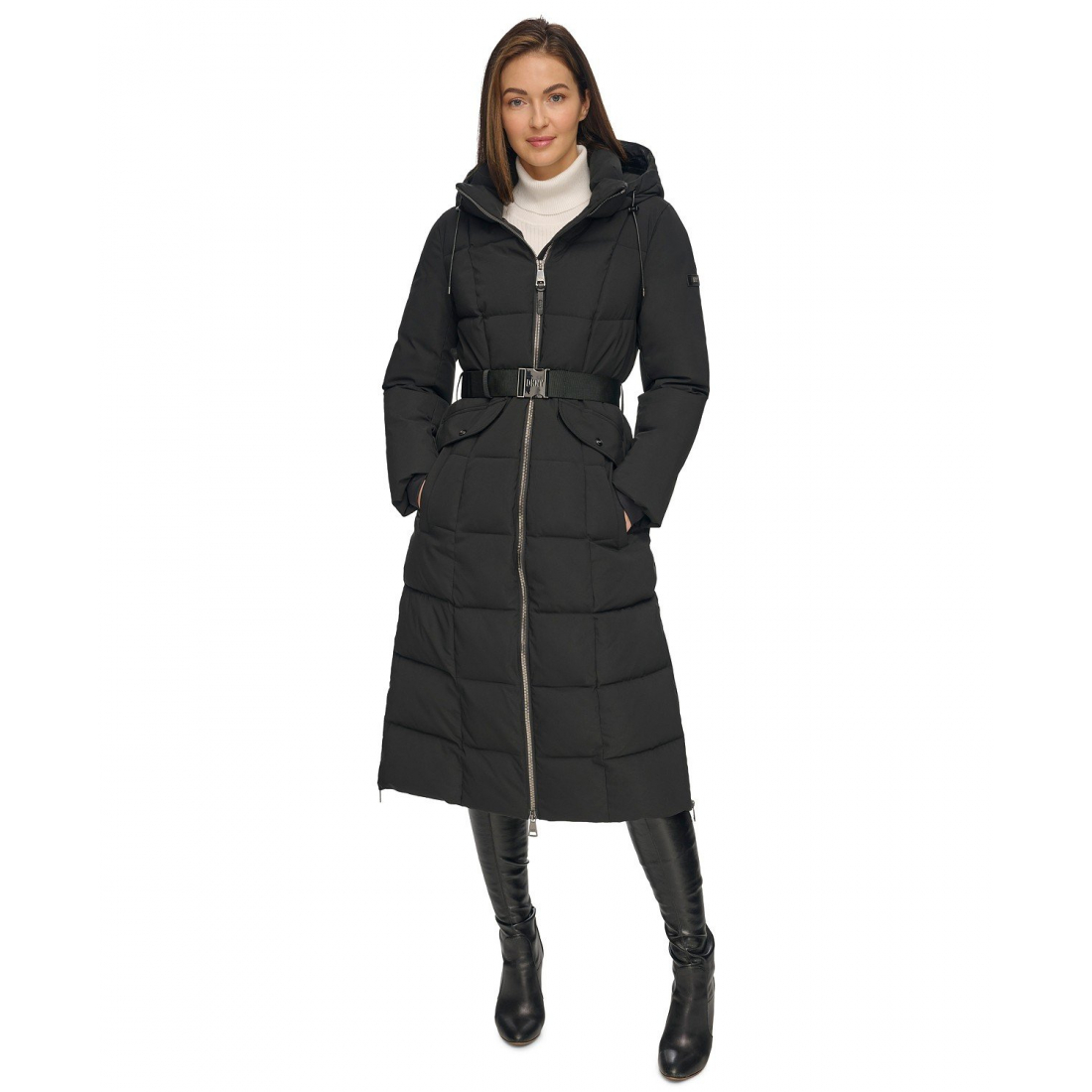 Women's 'Maxi Belted Hooded Puffer Coat'