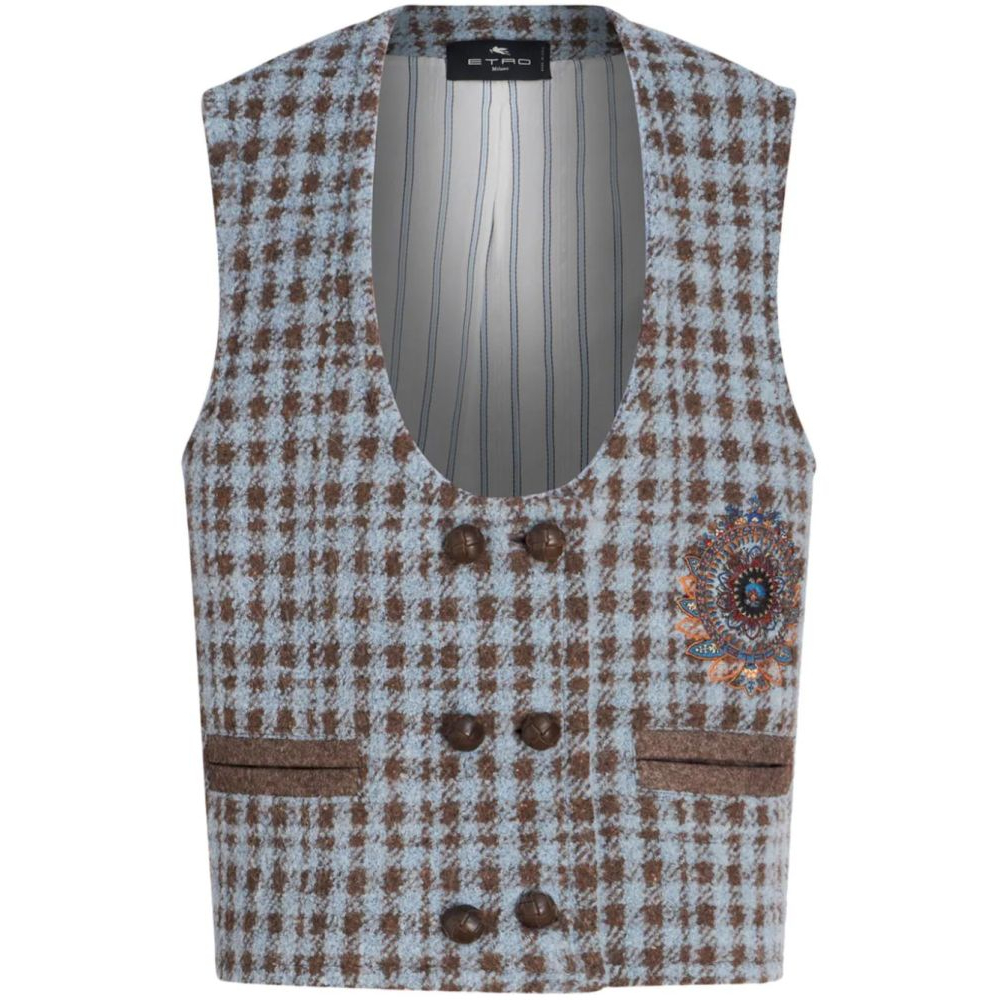 Gilet 'Houndstooth Embroidered' pour Femmes