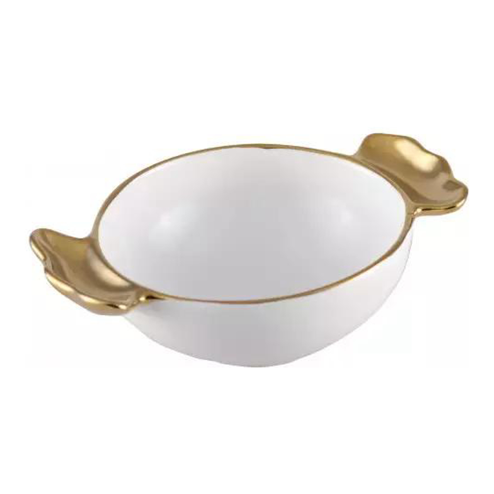 Candy Bowl White Porcelain Goldhandles