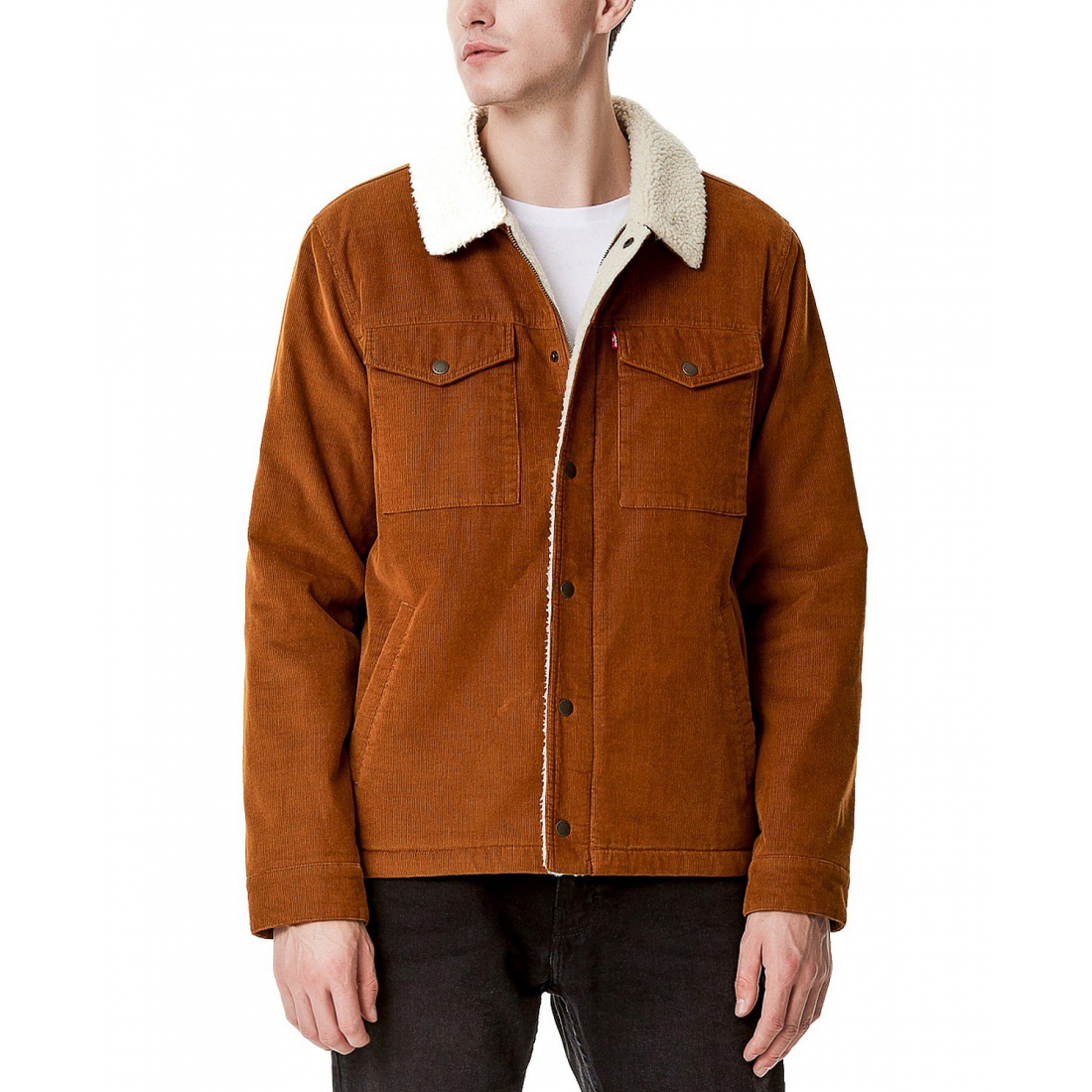 'Fleece-Lined Corduroy' Trucker Jacke für Herren