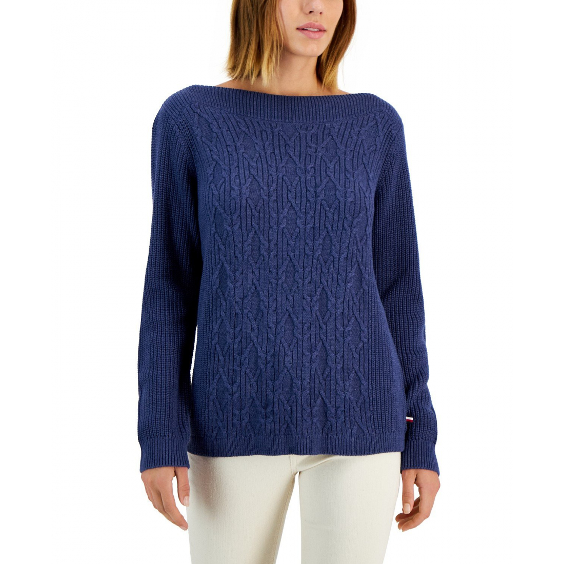 Boat-Neck Cable Knit Cate Sweater für Damen