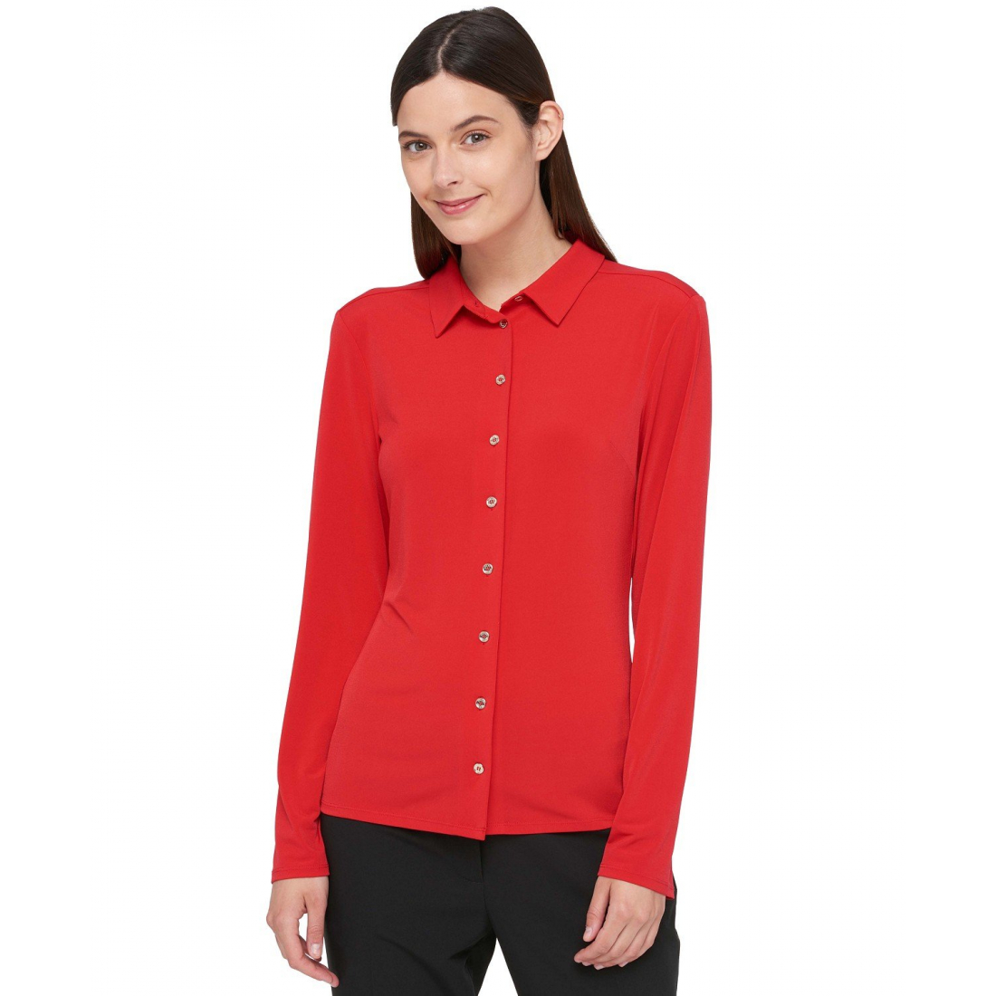 Point-Collar Blouse pour Femmes