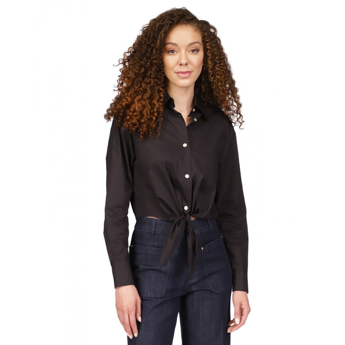 'Tie-Front Button-Down' Hemd für Damen