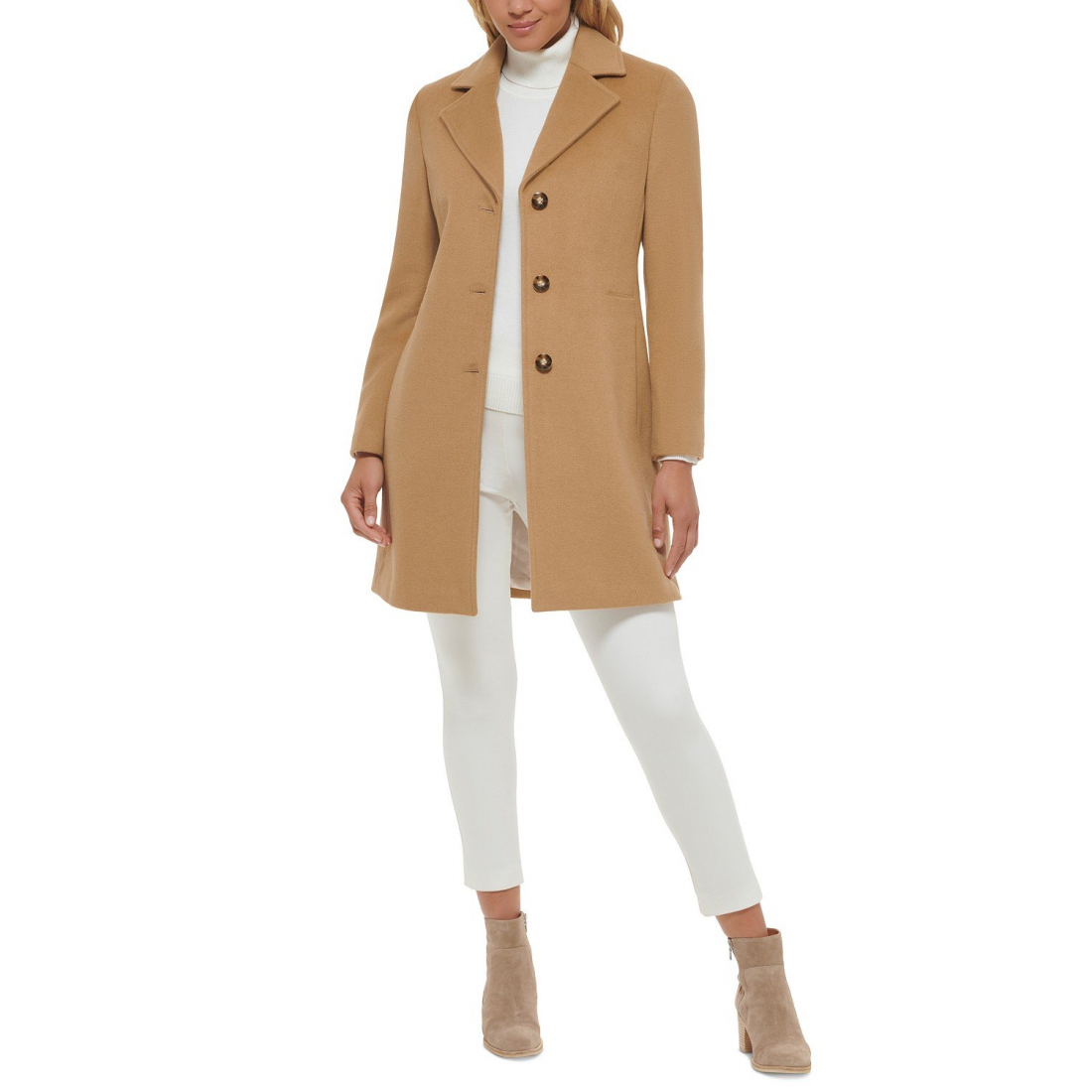 'Single-Breasted Wool Blend Coat' pour Femmes