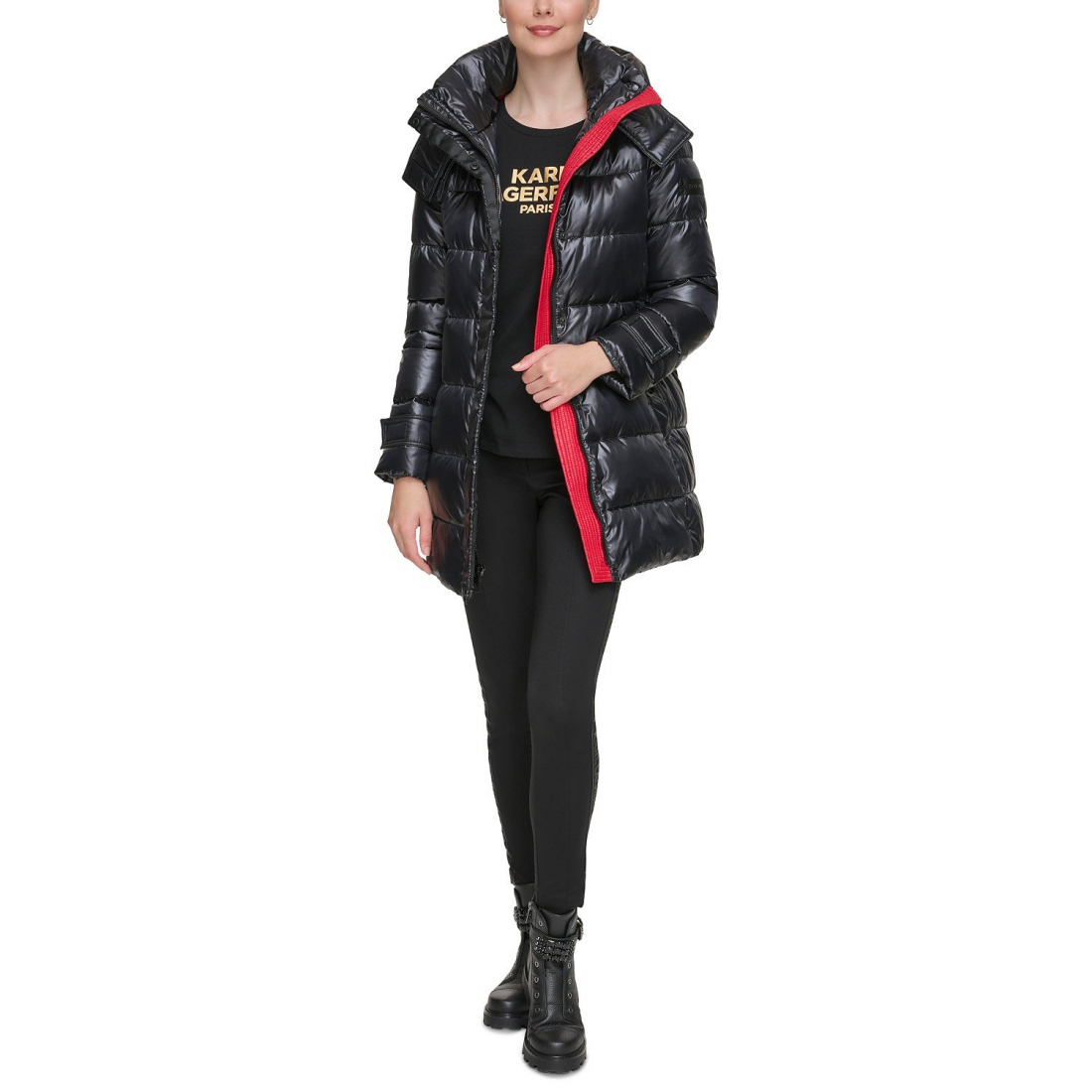 'Shine Hooded Short Belted Puffer Coat' für Damen