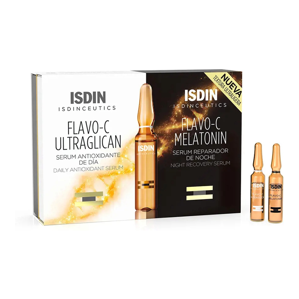 Coffret de soins de la peau 'Isdinceutics Flavo-C Melatonin + Ultraglican' - 20 Pièces