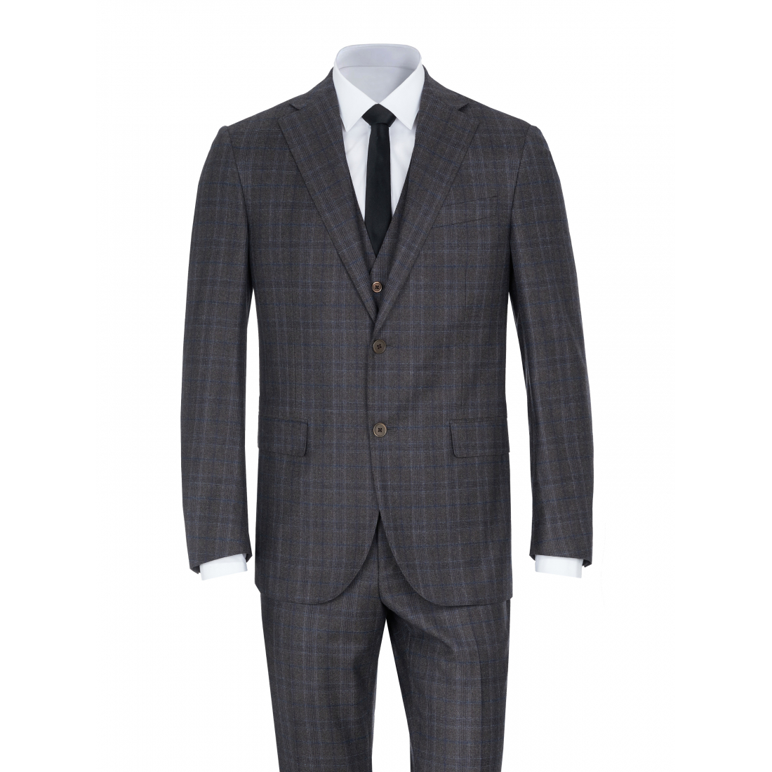 Men's 'Glen-Checkered Academy With Notched Lapel' Suit - 3 Pieces