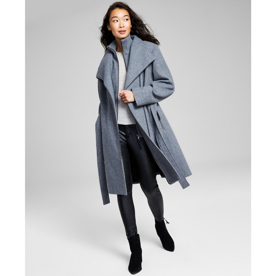 Women's 'Wool Blend Belted Wrap Coat'