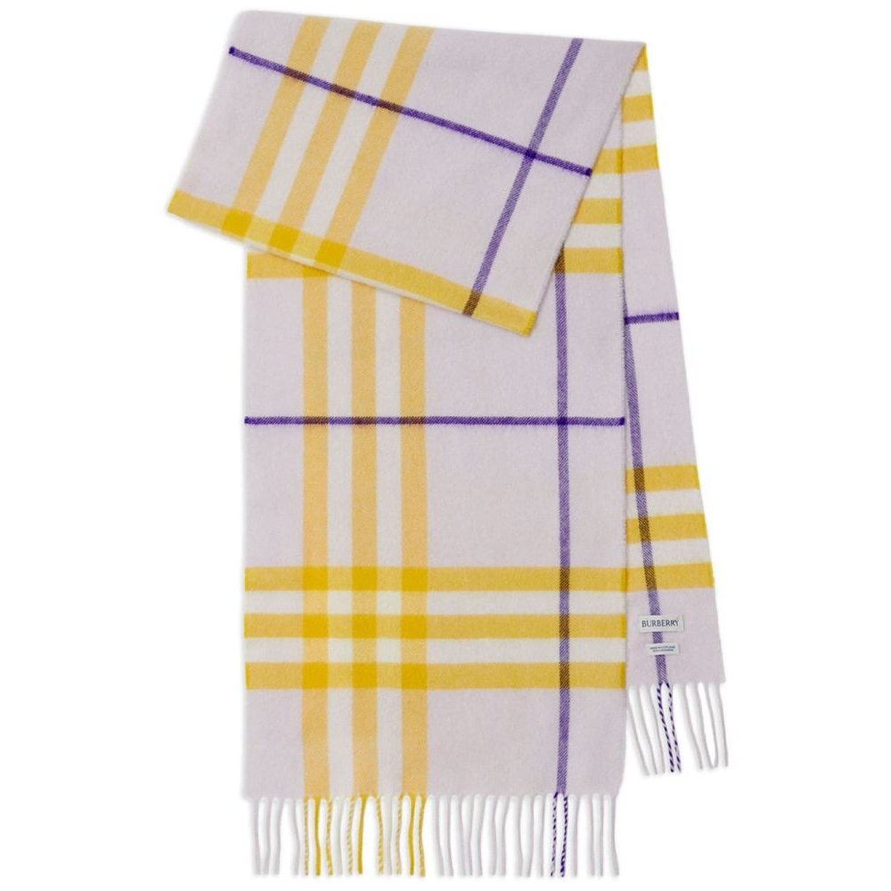 'Checked Fringed Edge' Wool Scarf