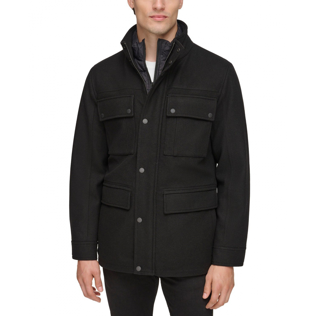 Men's 'Water-Repellent with Zip-Out Quilted Bib' Puffer Jacket