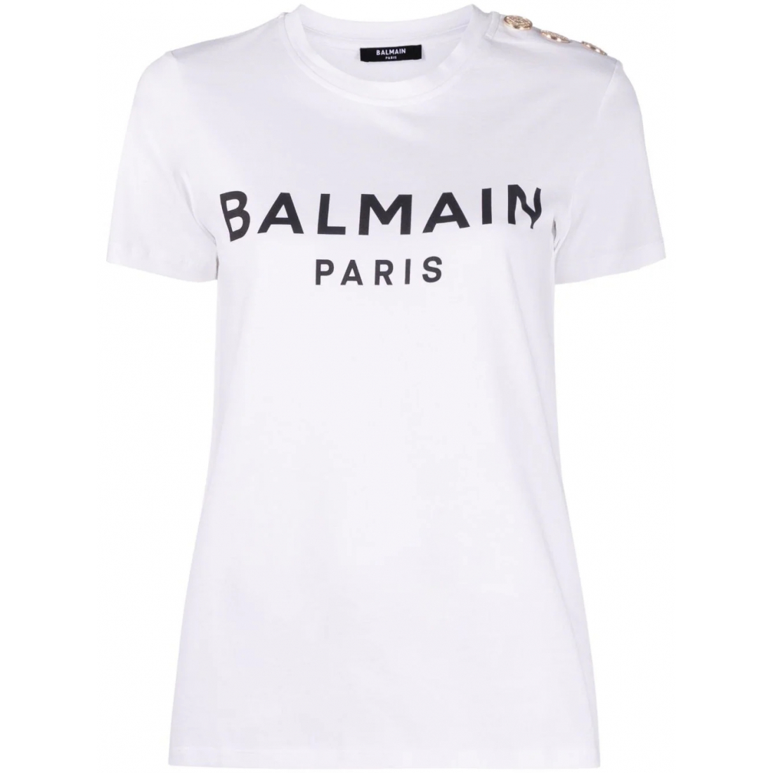 T-shirt 'Button-Embellished Logo' pour Femmes