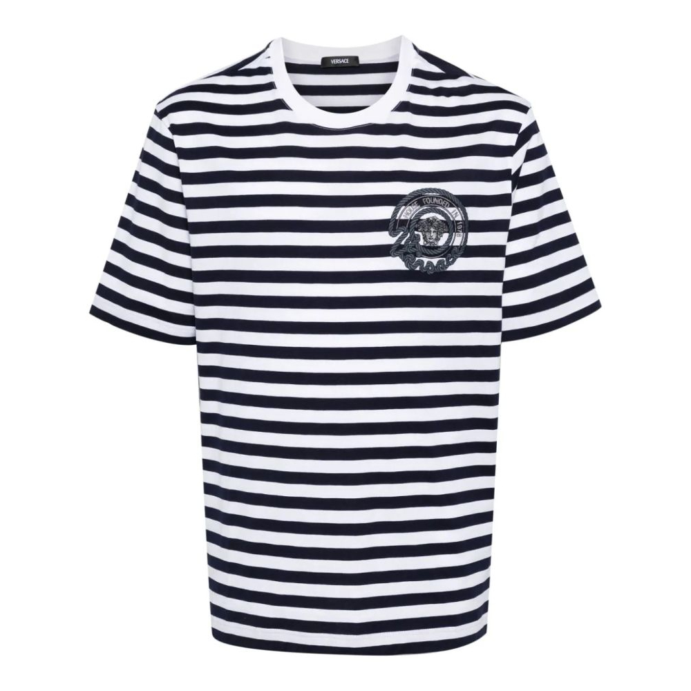 'Medusa Embroidered Striped' T-Shirt für Herren