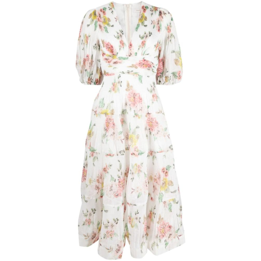 Robe Midi 'Floral Pleated' pour Femmes