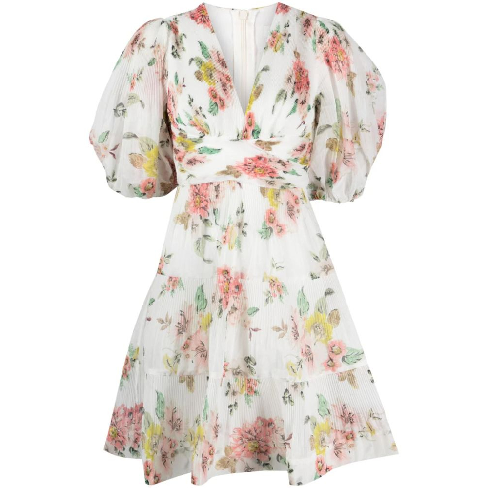 'Floral Pleated' Mini Kleid für Damen