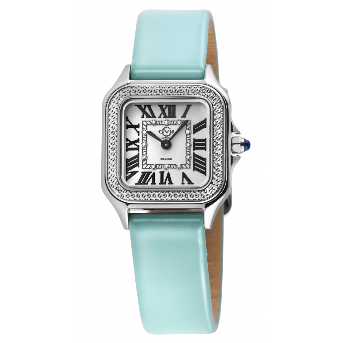 GV2 Milan Women's Silver Dial Bright Exquisite Turquoise Leather Strap Watch