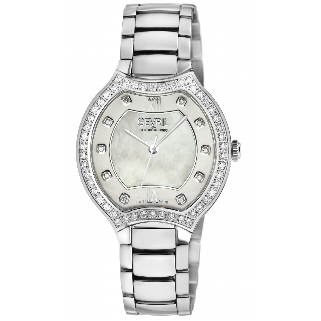 Women's Lugano Swiss Diamond, White MOP Dial,316L Stainless Steel Case Watch