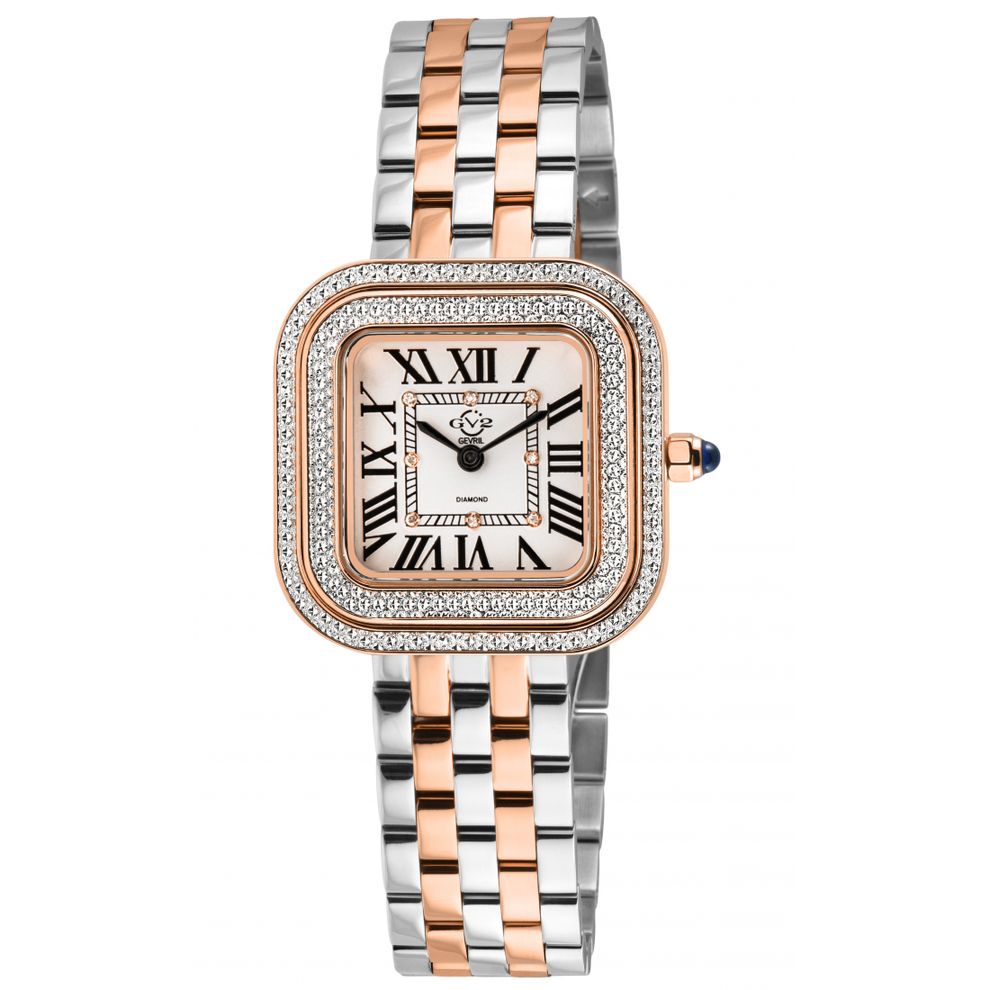 Women's Bellagio Swiss Made Diamond, Silver-White Dial, Two toned SS/IPRG Bracelet Watch