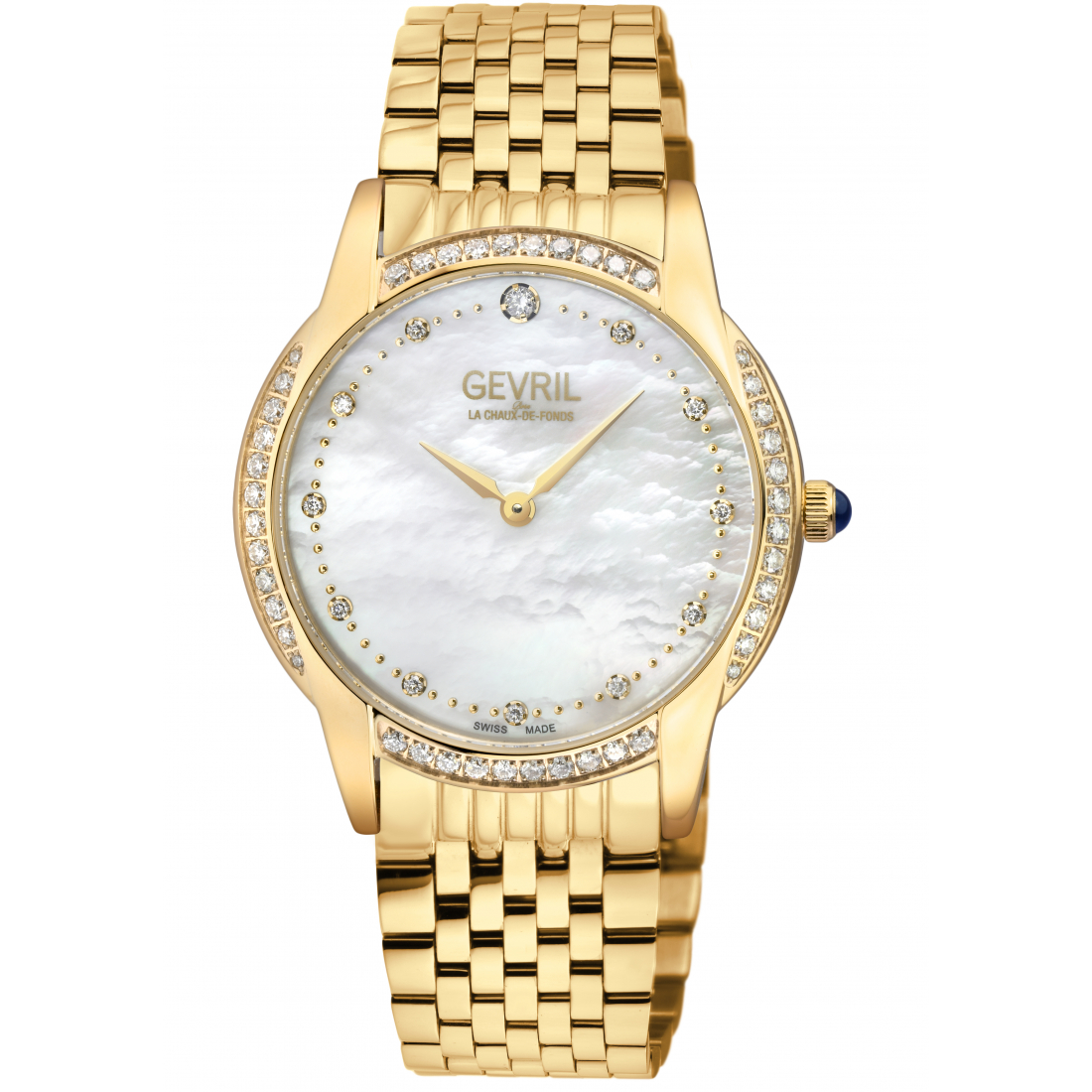 Women's Airolo Swiss Diamond, White MOP Dial. 316L Stainless Streel IPYG Case Watch