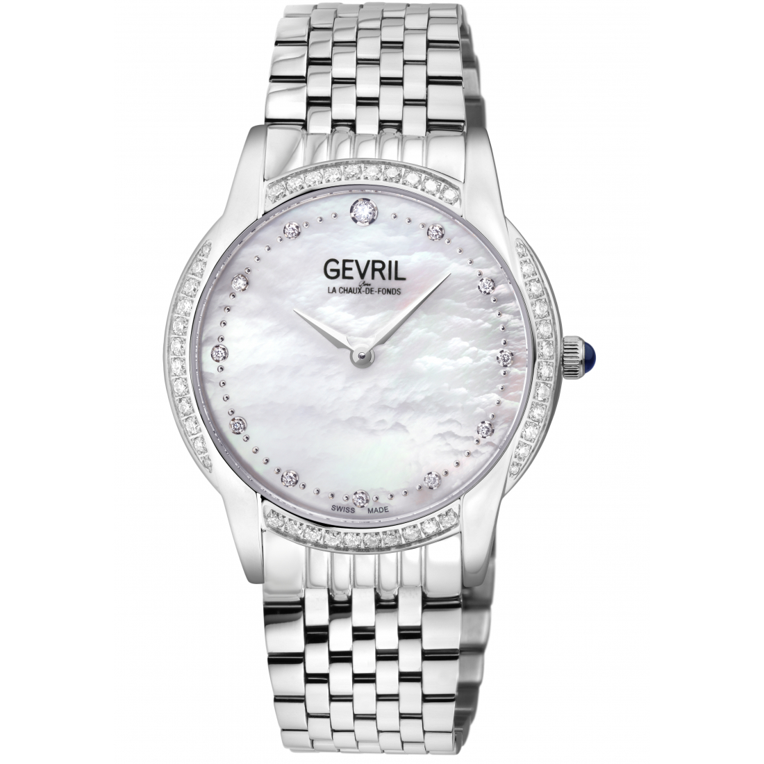 Women's Airolo Swiss Diamond, White MOP Dial. 316L Stainless Streel Case Watch