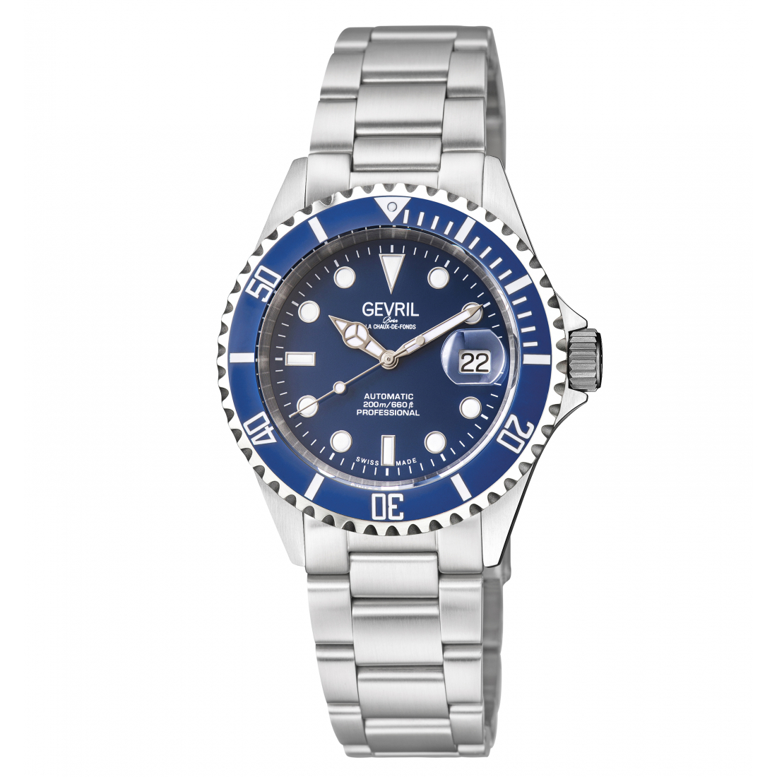 Men's Wall Street Royal Blu Dial Royal Blu Ceramic Bezel Stainless Steel Bracelet Watch