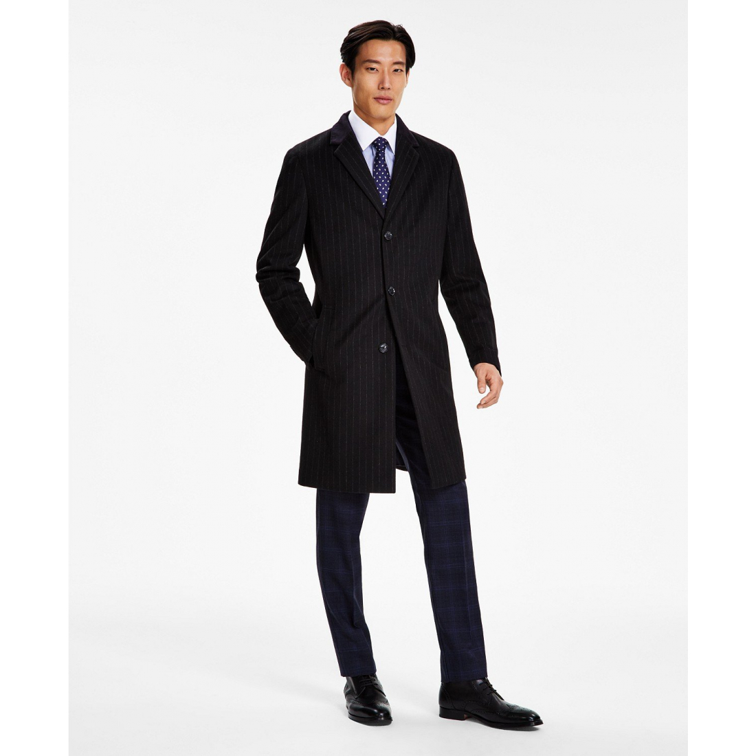 Men's Addison Wool-Blend Trim Fit Overcoat