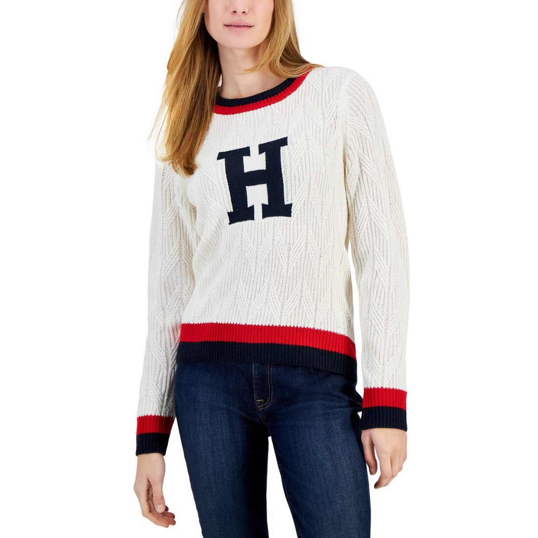 Chevron-Stitch Logo Sweater pour Femmes