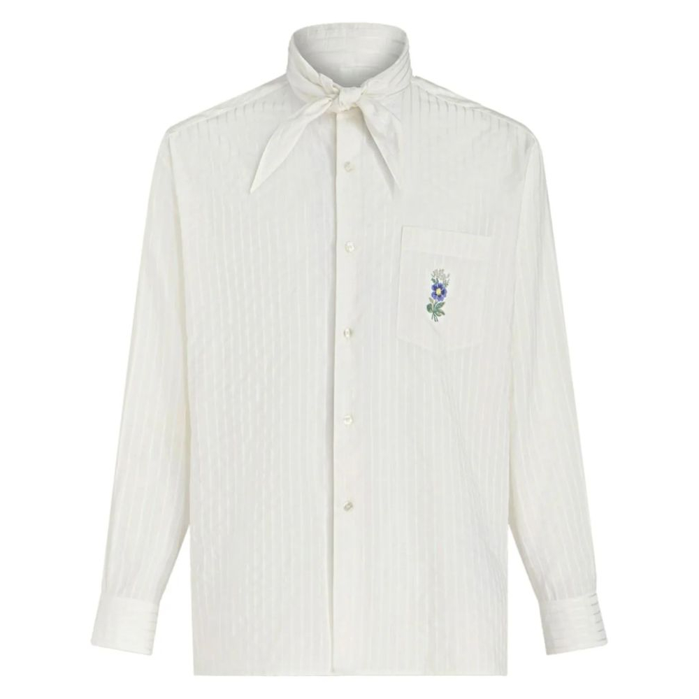 Men's 'Floral-Embroidered Striped' Shirt