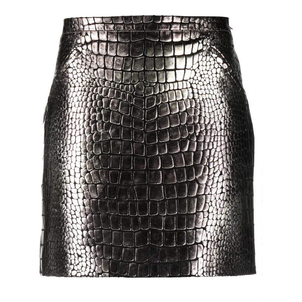 'Croc-Effect Metallic' Mini Rock für Damen