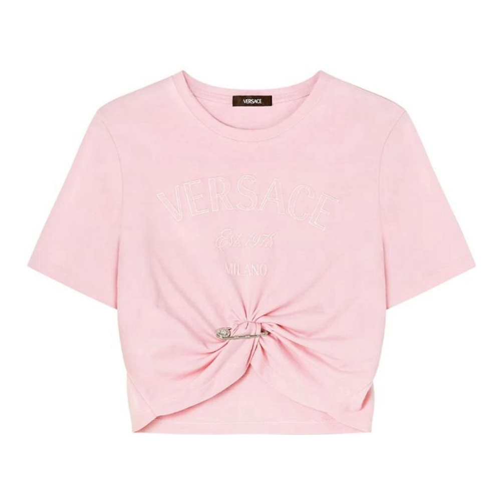 'Medusa-Safety-Pin' Crop T-shirt für Damen