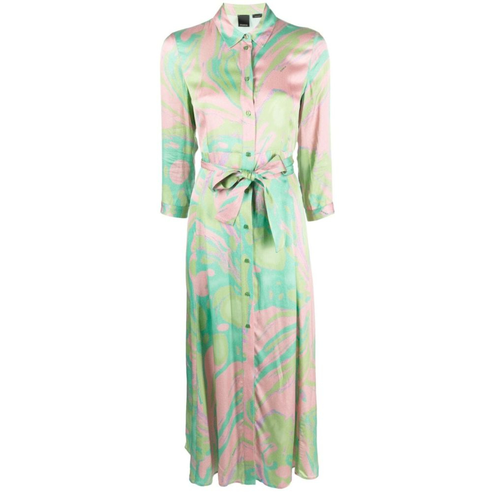 Women's 'Abstract Belted Waist' Shirtdress