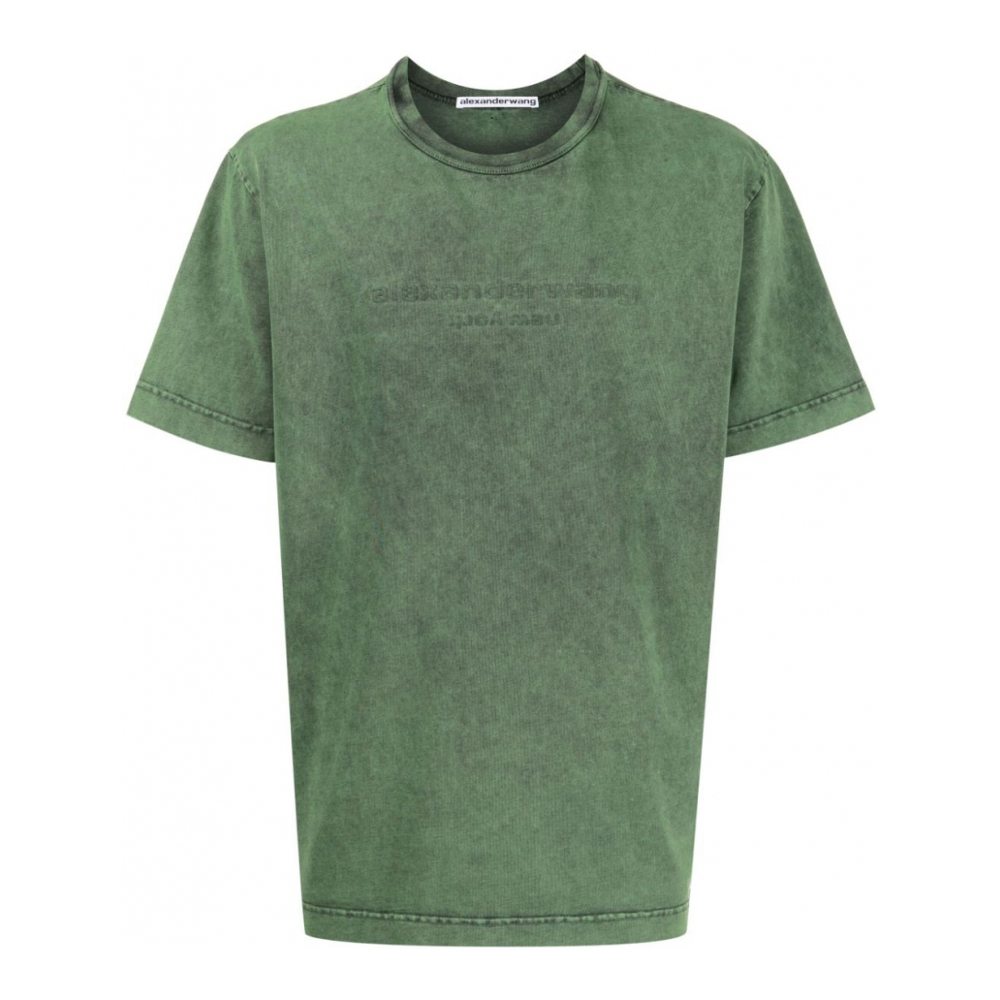 'Logo-Embossed Acid-Wash' T-Shirt für Damen