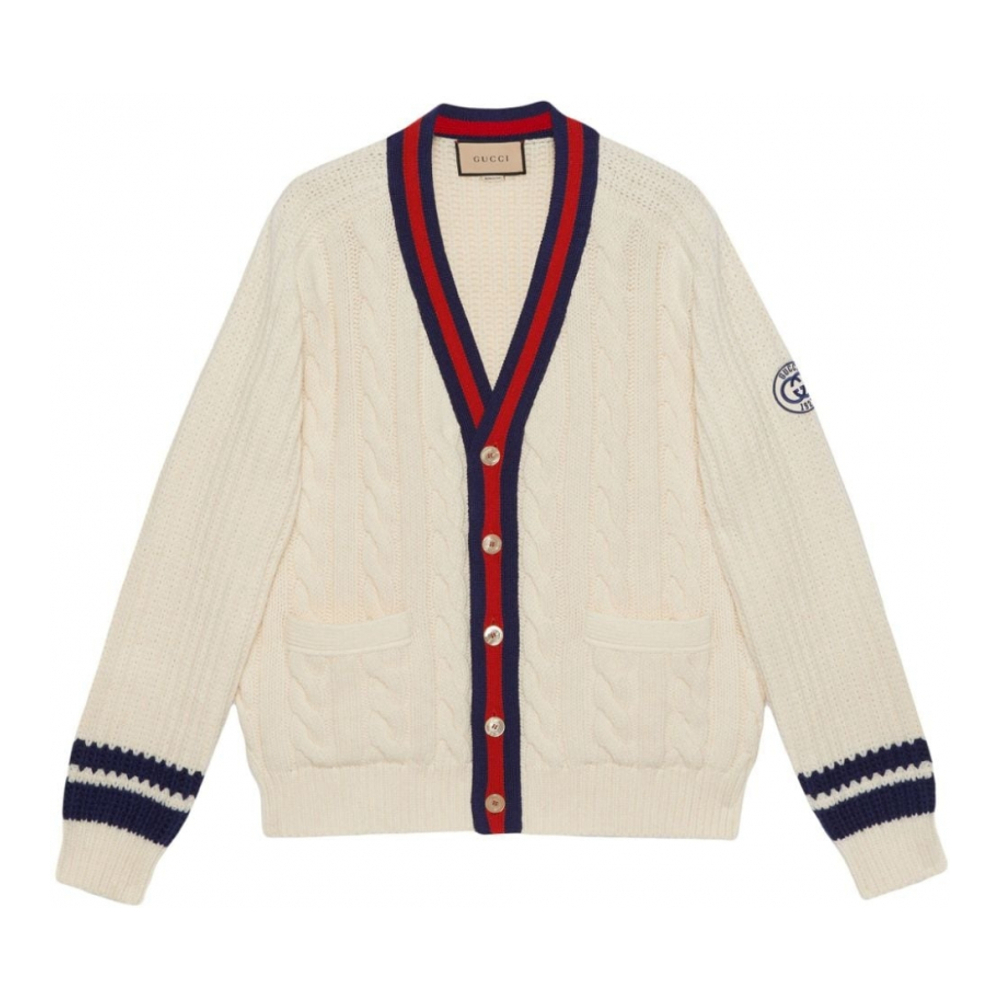 Men's 'Web Stripe-Trim' Cardigan