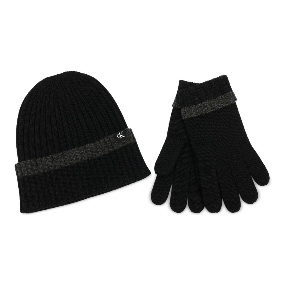 'Tipped Cuffed Beanie & Gloves Set' pour Hommes