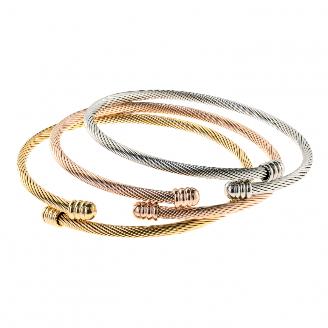 Women's 'Tri Color Texture' Bangle - 3 Pieces