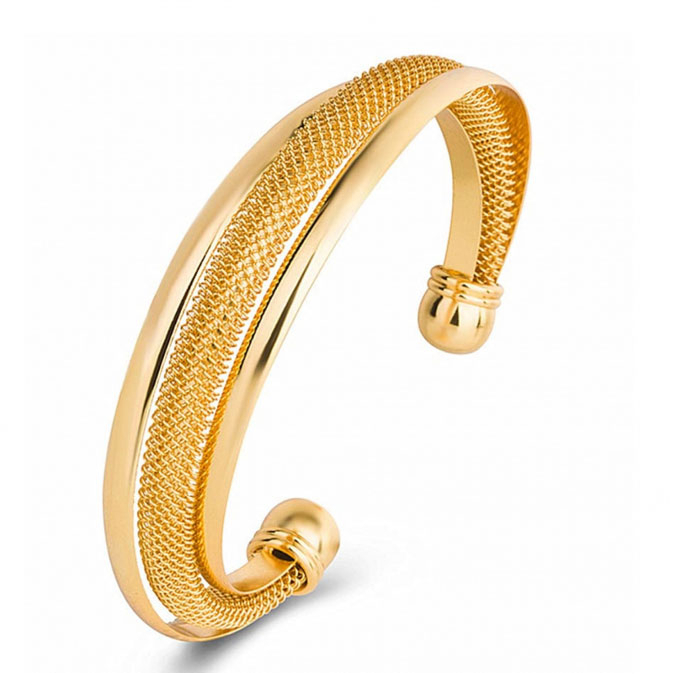 Bangle 'Mesh And Polished Cuff' pour Femmes