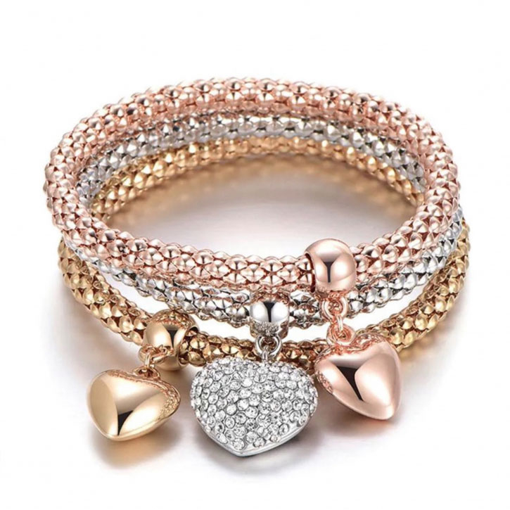 'Multi Layer Love Charm' Armband für Damen - 3 Stücke